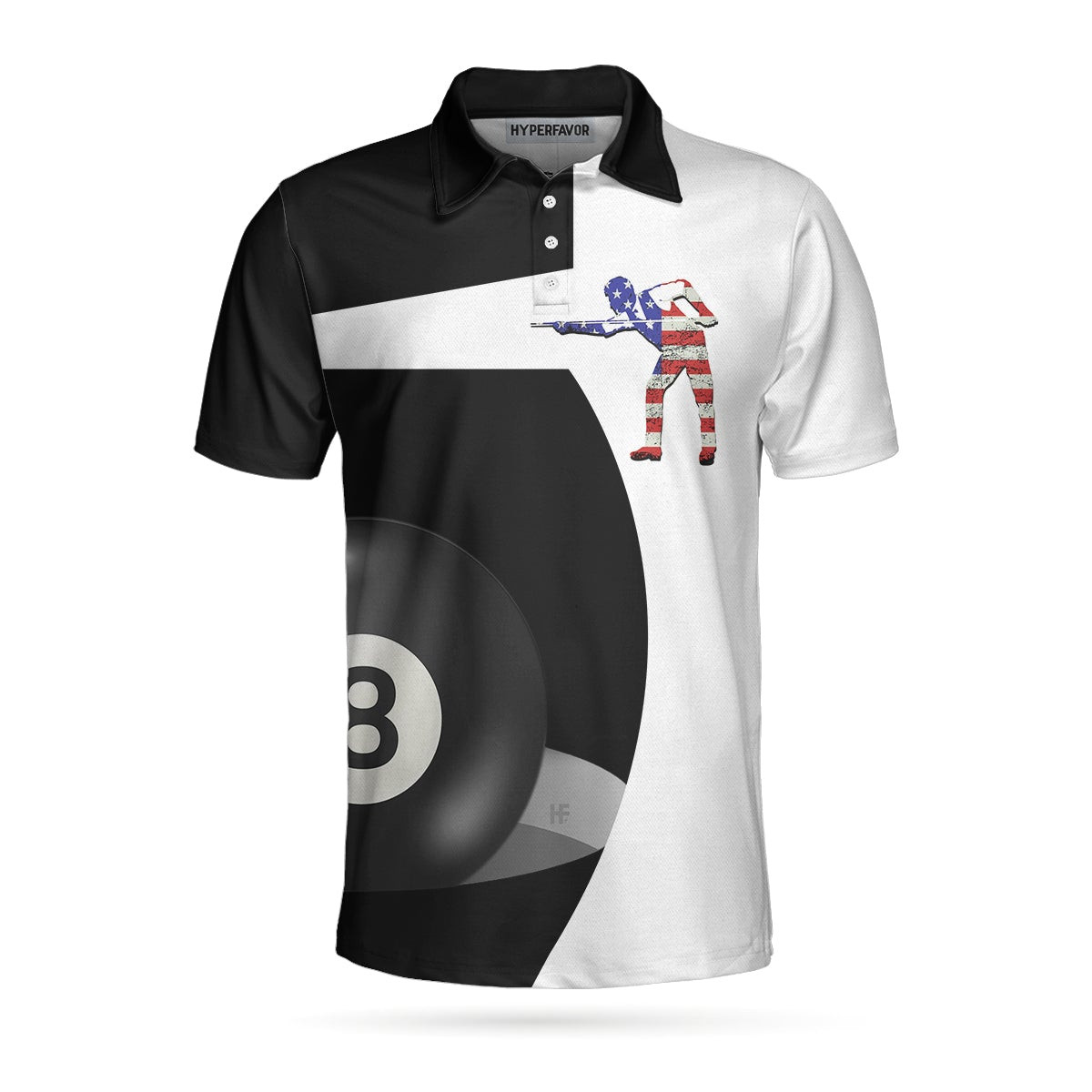 Billiard Shot American Flag Polo Shirt Best Billiards Shirt For Patriotic Billiards Players Eight Ball Shirt