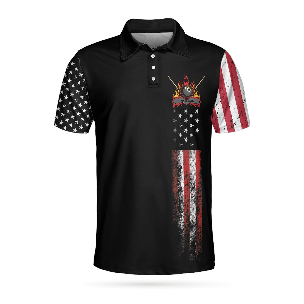 Billiards Eagle American Flag Black Polo Shirt 8-ball Black Theme Polo Shirt Best Billiards Shirt For Men