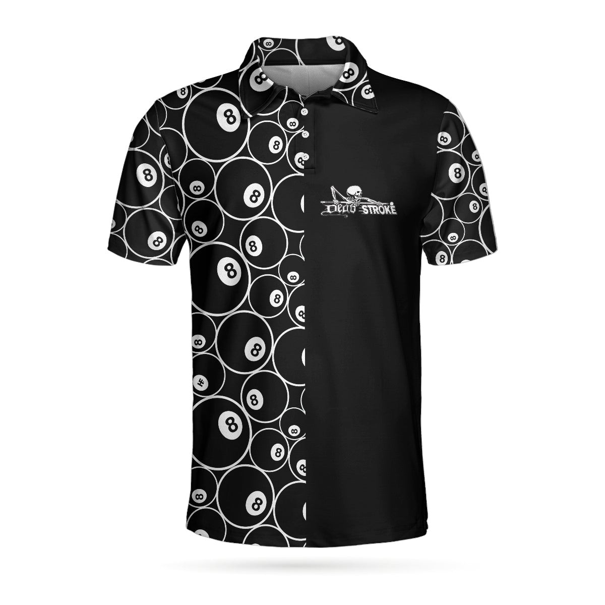 Billiards Skeleton Dead Stroke Short Sleeve Polo Shirt 8-ball Polo Shirt Best Billiards Shirt For Men