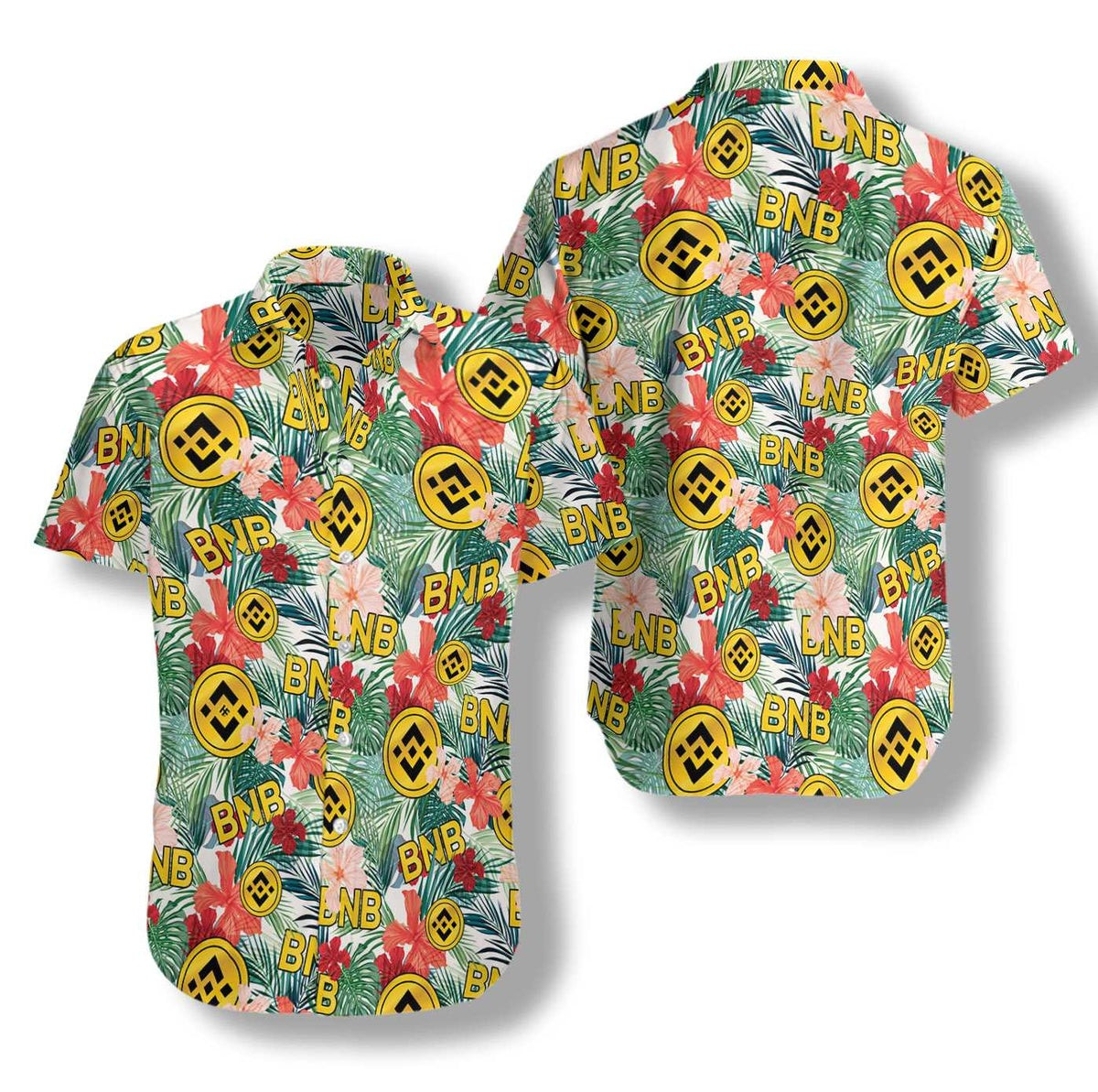 Binance Coin Tropical Flower Hawaiian Shirt