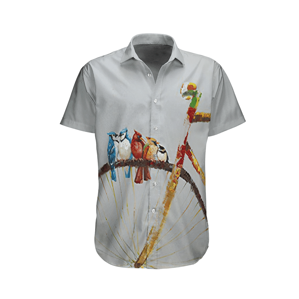 Birds And Bike Aloha Hawaiian Shirt Colorful Short Sleeve Summer Beach Casual Shirt For Men And Women