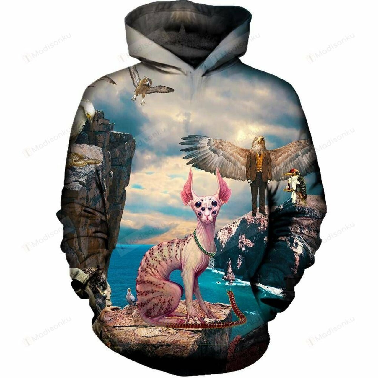 Birds With Cat For Unisex 3d All Over Print Hoodie