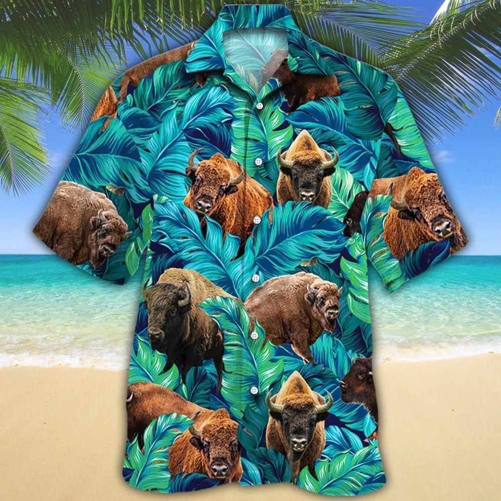 Bison Lovers Aloha Hawaiian Shirt Colorful Short Sleeve Summer Beach Casual Shirt For Men And Women