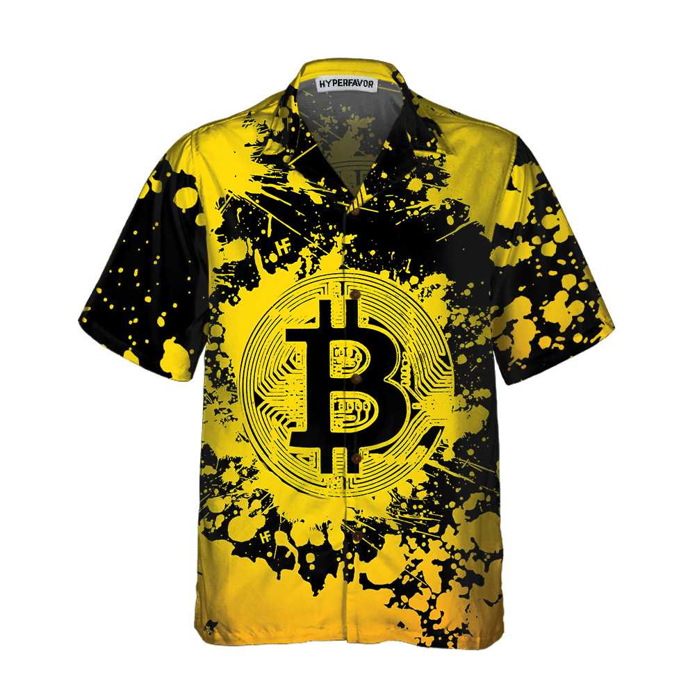 Bitcoin Cryptocurrency Hawaiian Shirt Yellow And Black Bitcoin Shirt For Men  Women