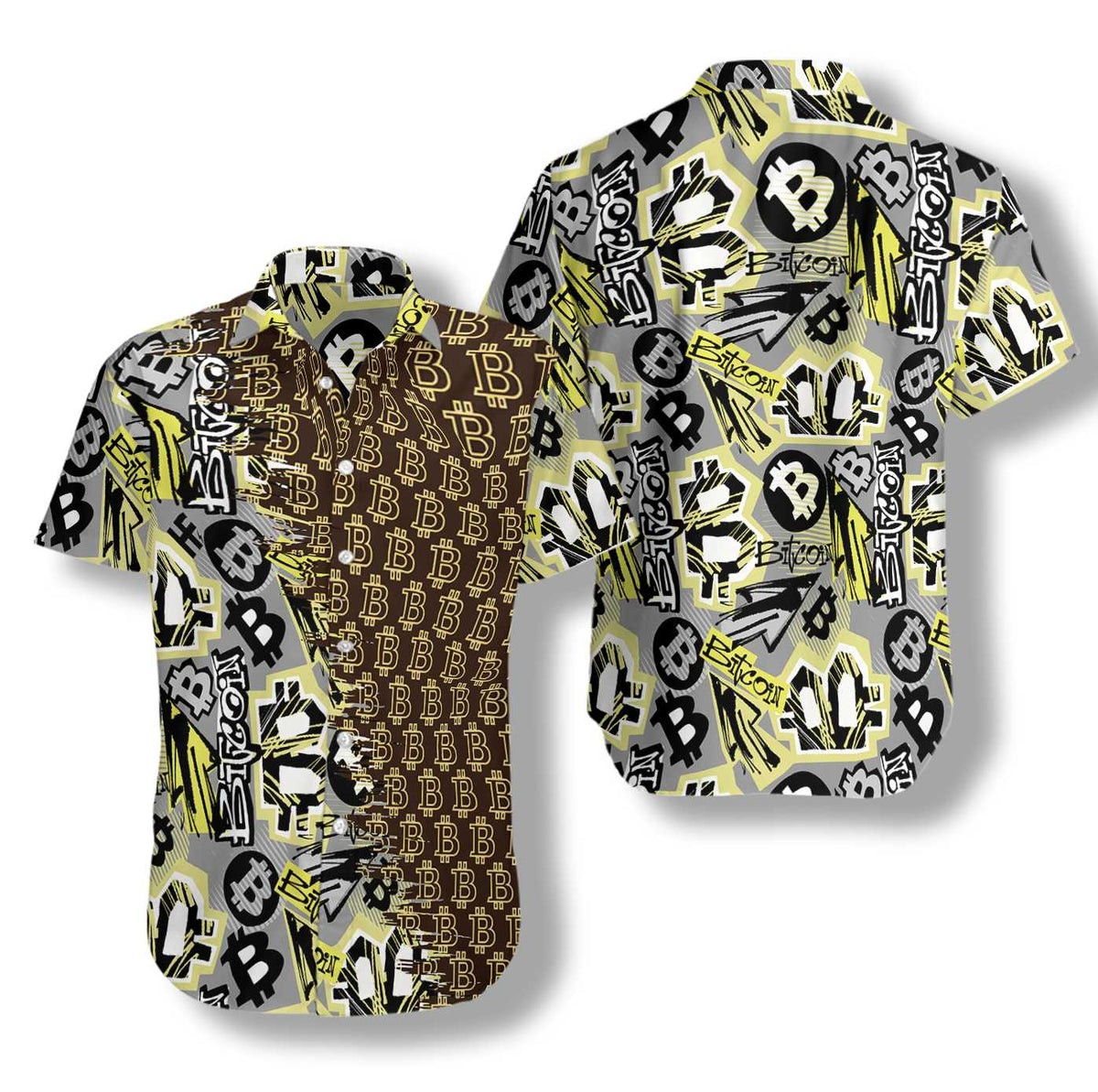 Bitcoin Doodle Funky Pattern Hawaiian Shirt