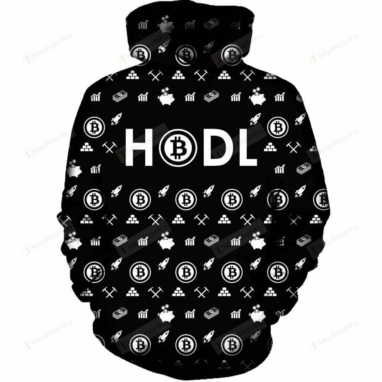 Bitcoin Hodl Black 3d All Over Printed Hoodie