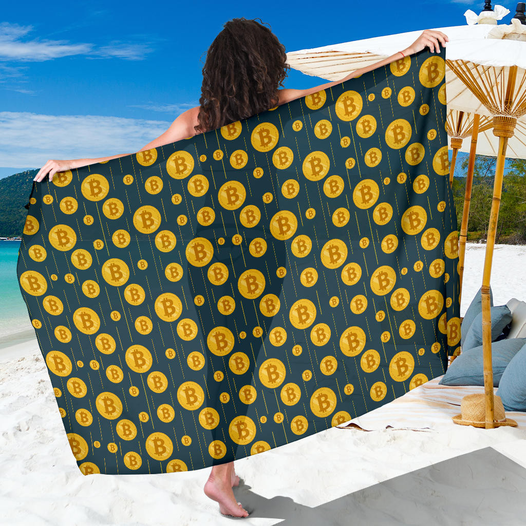 Bitcoin Pattern Print Sarong Cover Up Bitcoin Pareo Wrap Skirt Dress