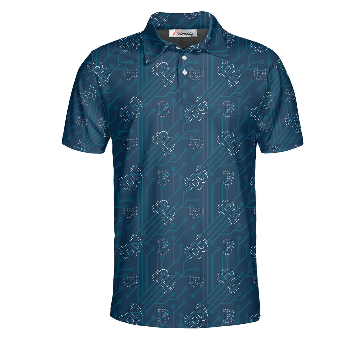 Bitcoin Symbol on Blue Substrate Bitcoin Shirts for Men Bitcoin Polo Shirt