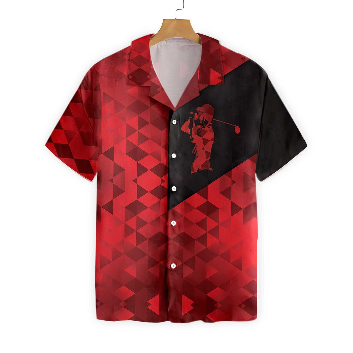 Black And Red Abstract Golfer Hawaiian Shirt