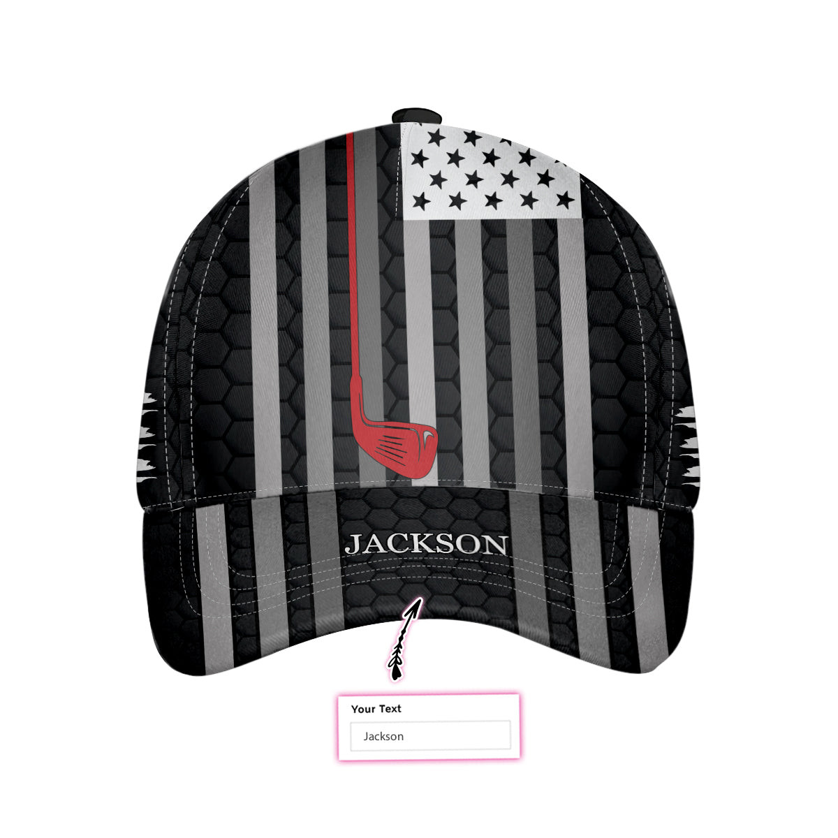 Black And White American Flag Custom Cap