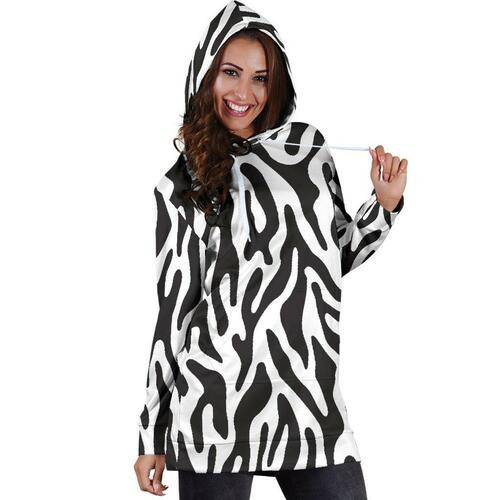 Black And White Animal Pattern Hoodie Dress Sweater Dress Sweatshirt Dress 3d All Over Print For Women Hoodie