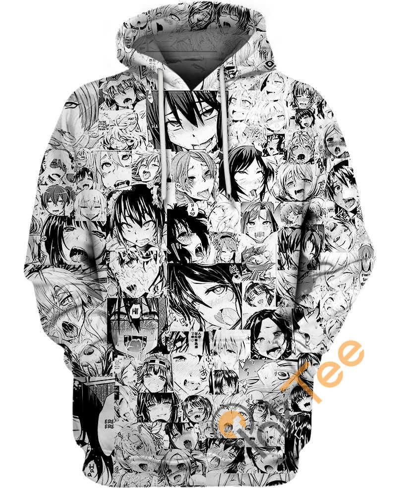 Black And White Cartoon Ahegao Amazon Hoodie 3D Size S to 5XL