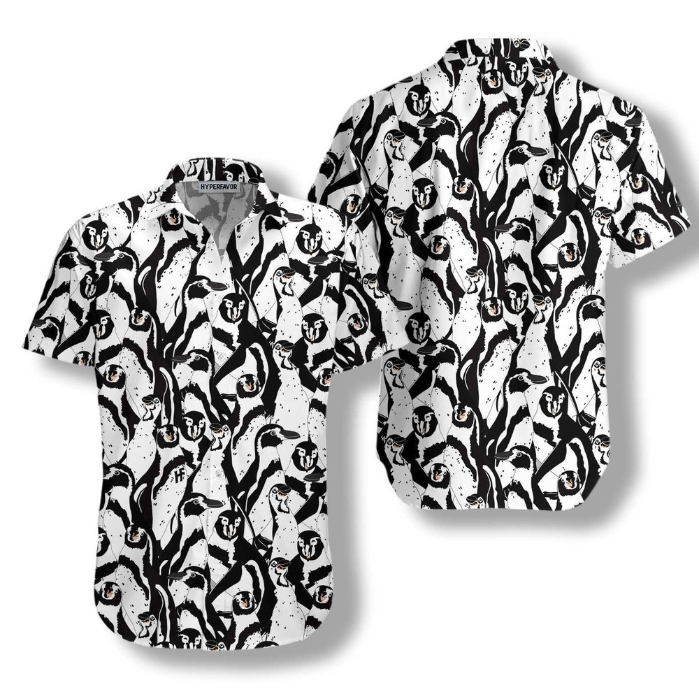 Black And White Penguin Hawaiian Shirt For Men and Women