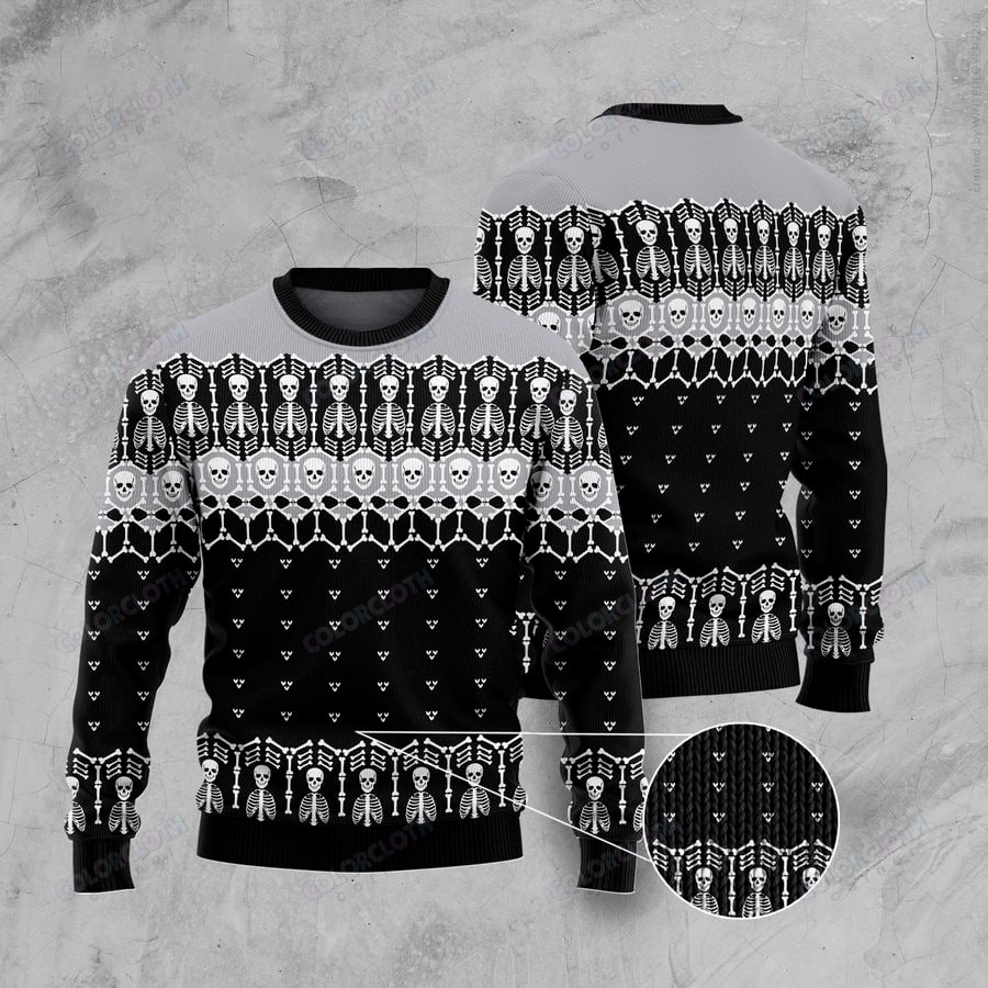 Black And White Skeleton Ugly Christmas Sweater