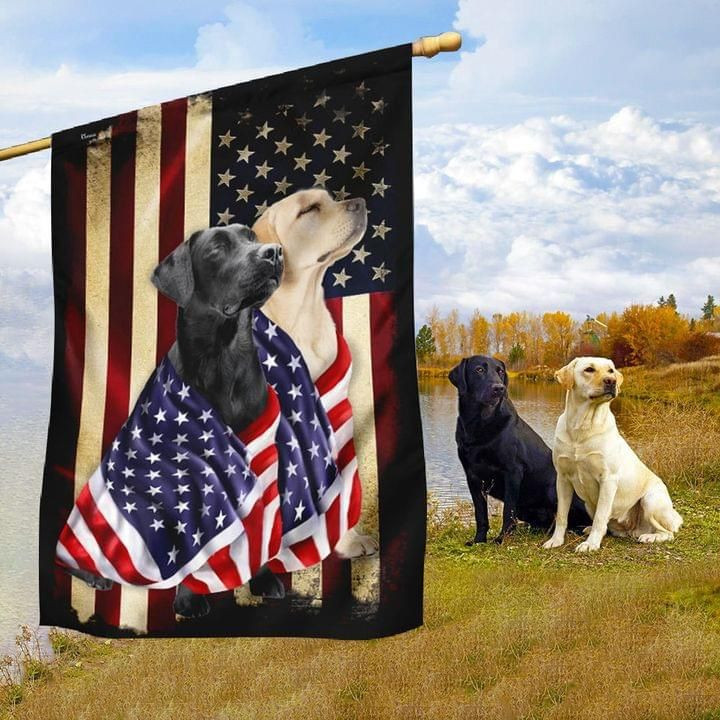 Black And Yellow Labrador Retriever American Patriot Flag Dog Lover Garden Flag House Flag