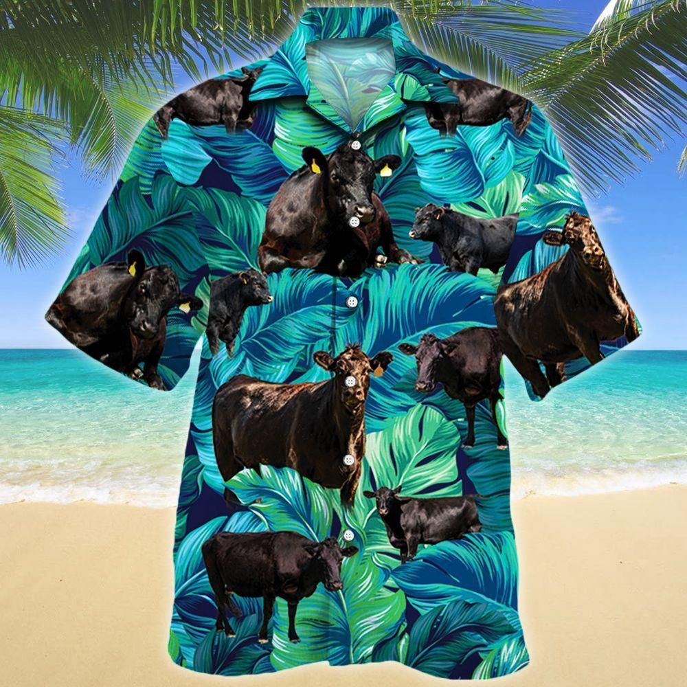 Black Angus Cattle Lovers Aloha Hawaiian Shirt Colorful Short Sleeve Summer Beach Casual Shirt For Men And Women