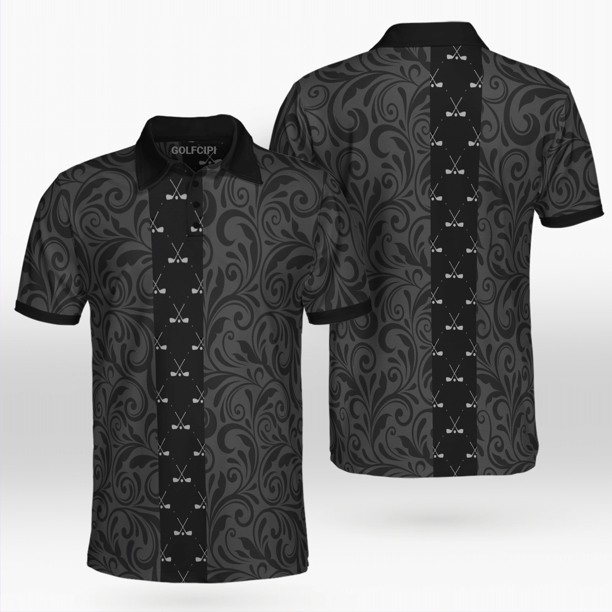 Black Background Floral Golf Shirt Best Golf Shirts For Men