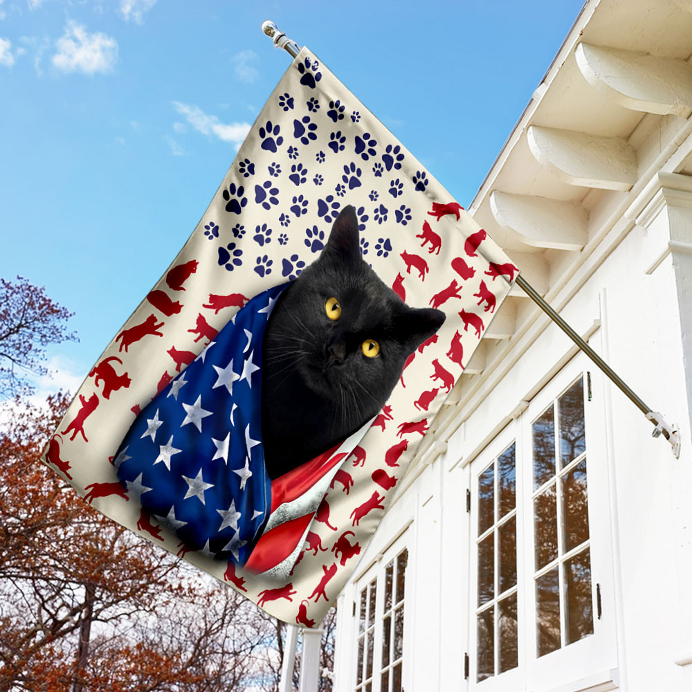 Black Cat Celebrate Fourth Of July Independence Day Flag Fourth July Flag Patriotic Flag