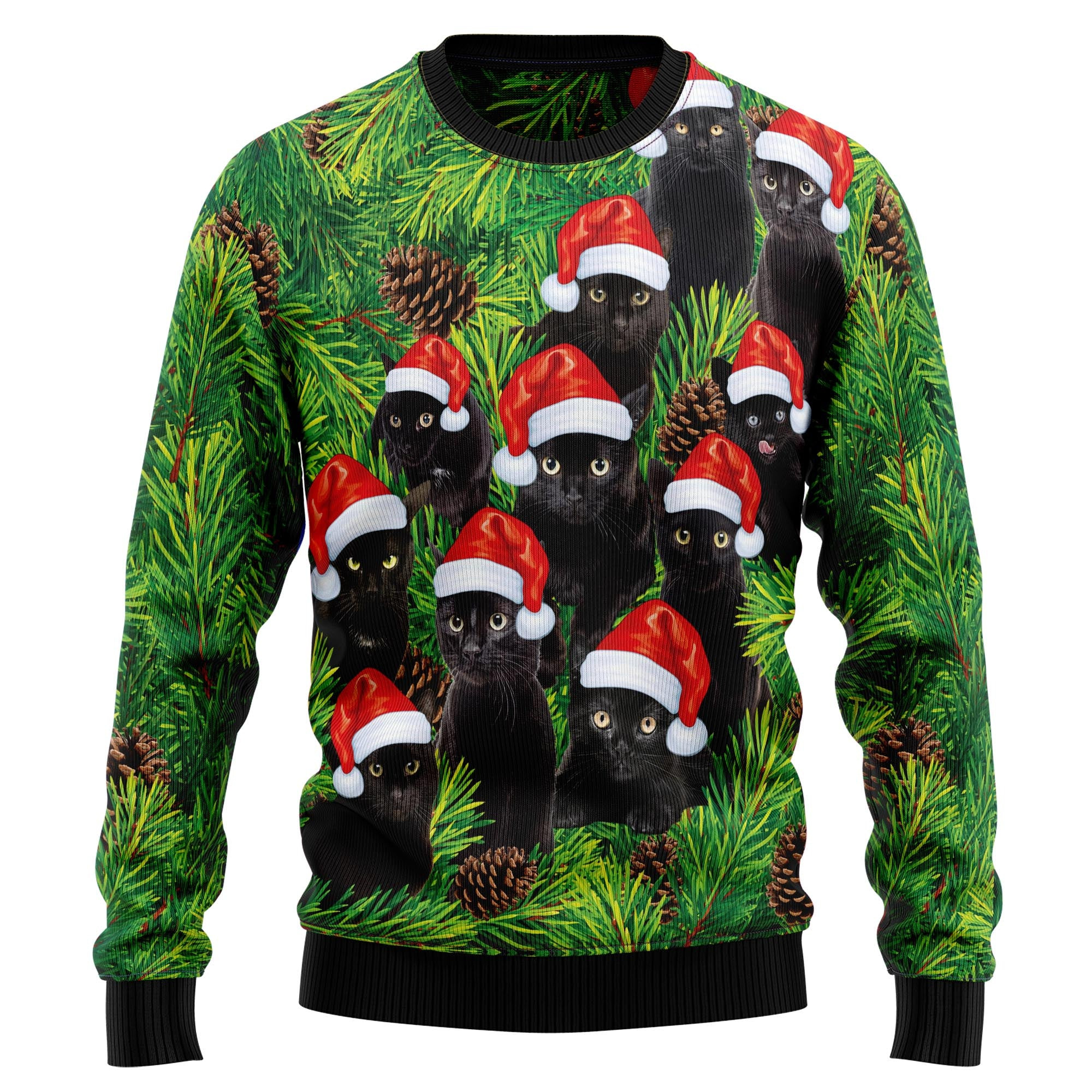 Black Cat Christmas Tree Ugly Christmas Sweater