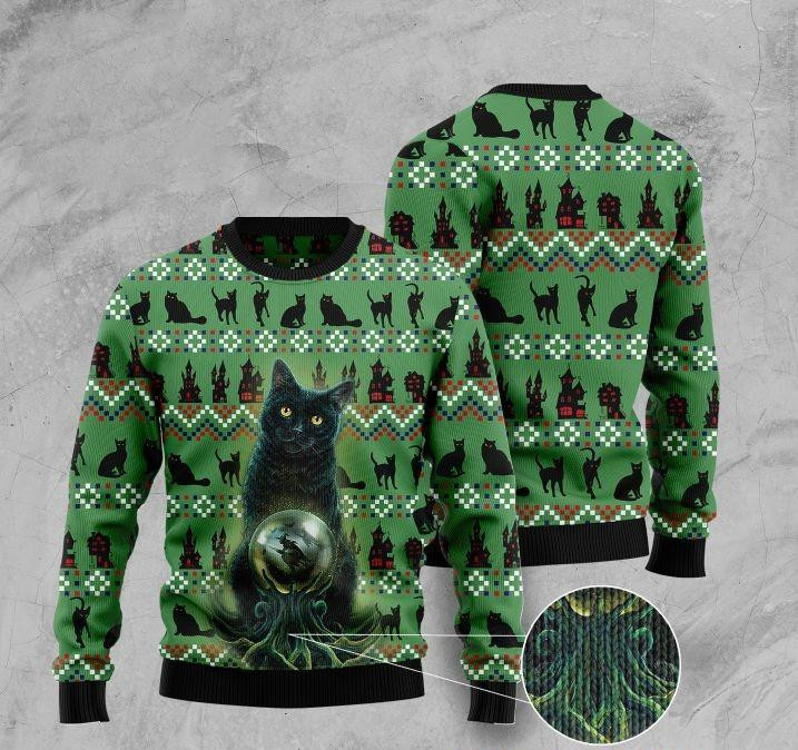 Black Cat Halloween Ugly Christmas Sweater Ugly Sweater For Men Women