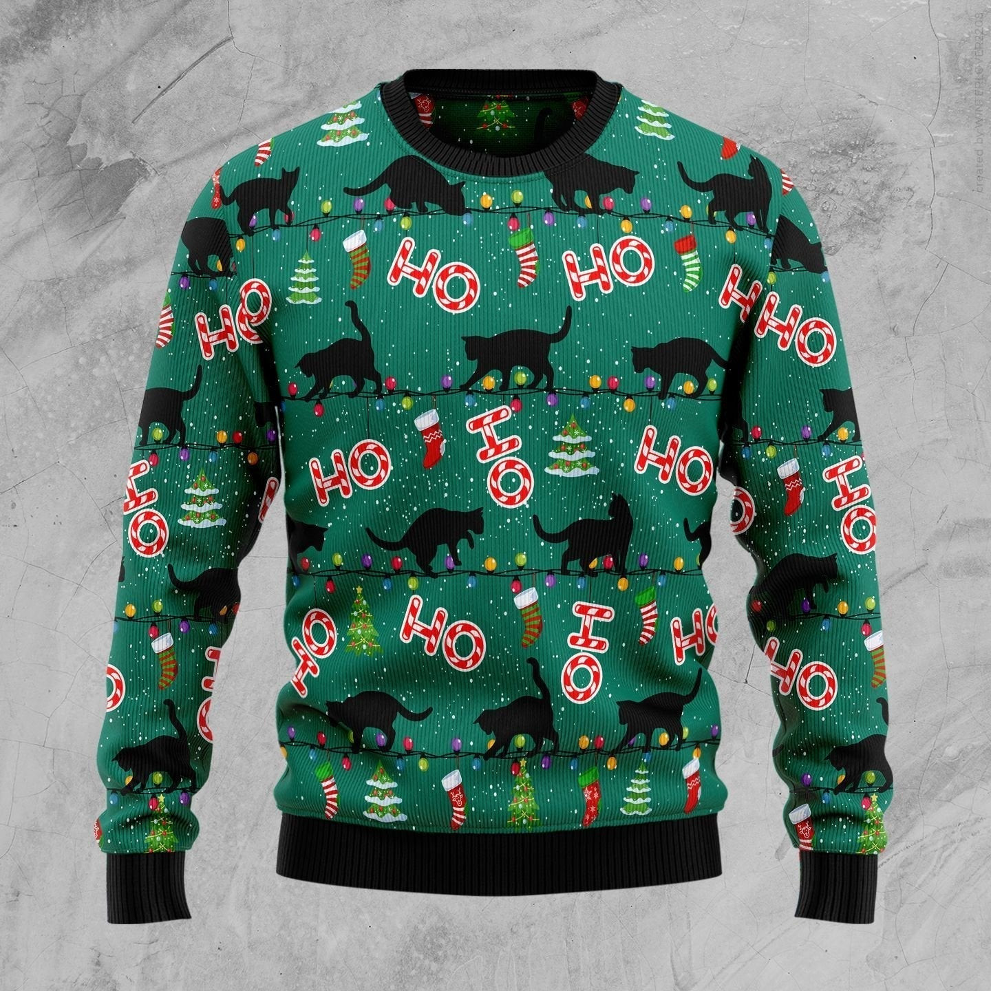 Black Cat Ho Ho Ho Ugly Christmas Sweater Ugly Sweater For Men Women