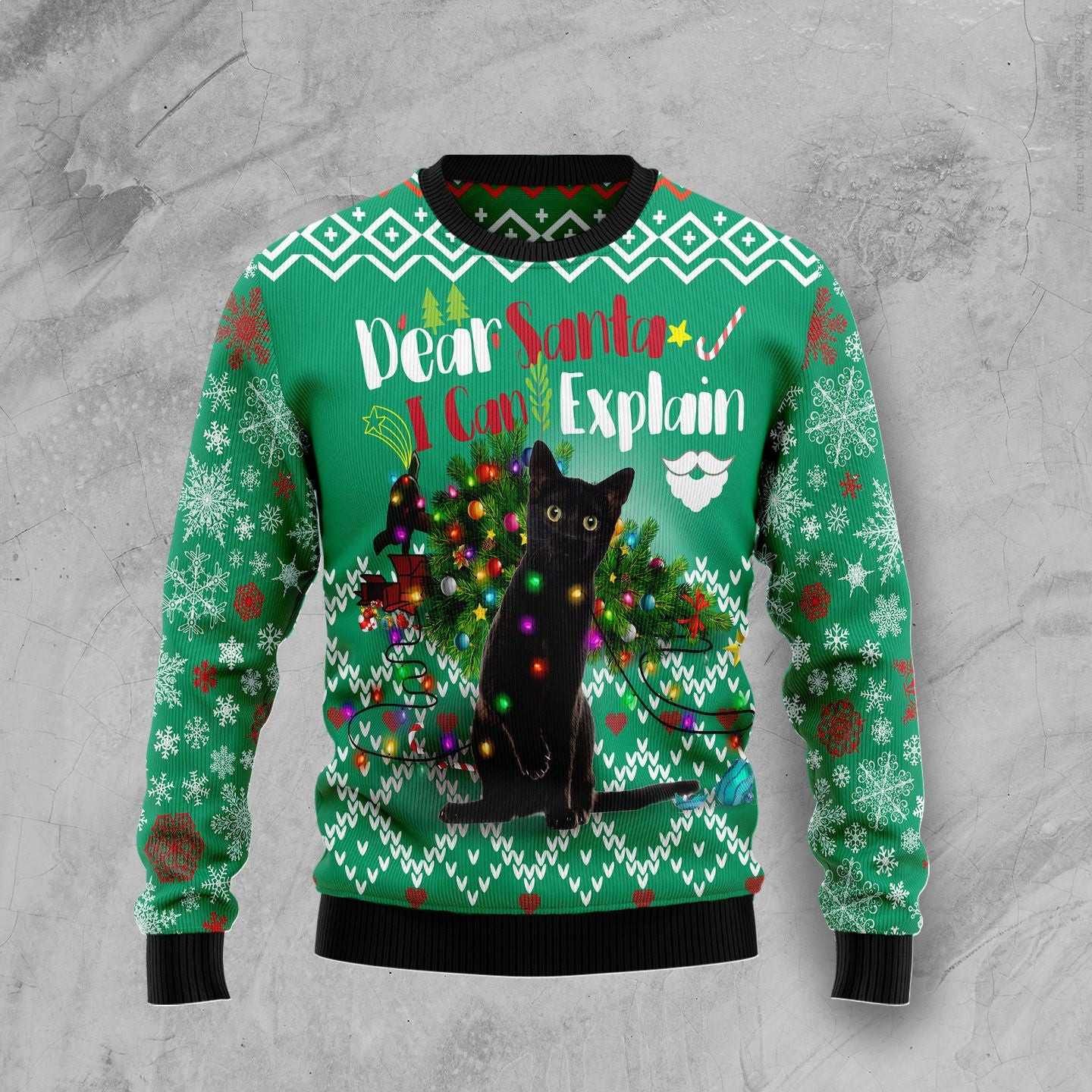 Black Cat I Can Explain Christmas Ugly Christmas Sweater