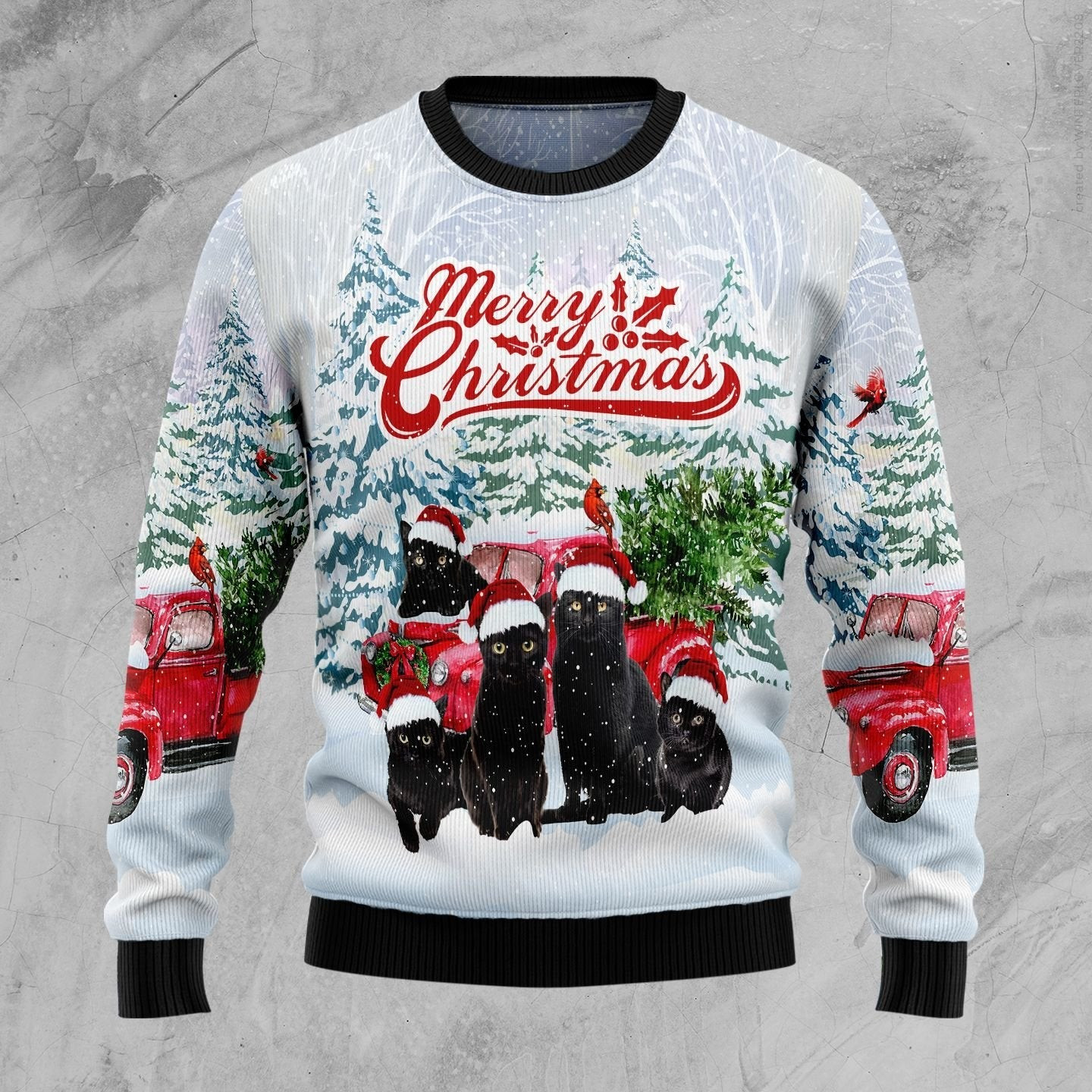 Black Cat Merry Christmas Ugly Christmas Sweater Ugly Sweater For Men Women