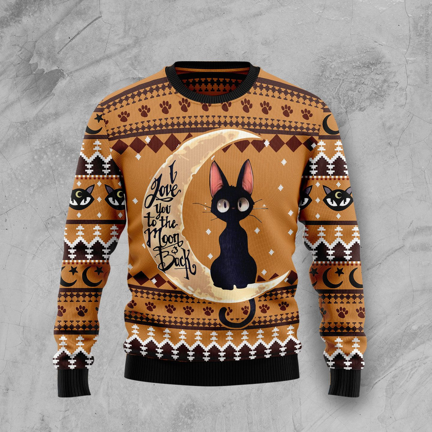 Black Cat Moon And Back Ugly Christmas Sweater