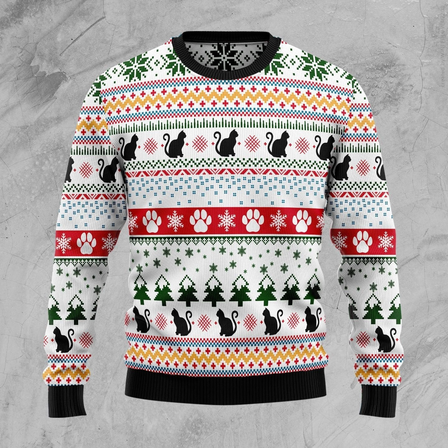 Black Cat Pattern Ugly Christmas Sweater Ugly Sweater For Men Women