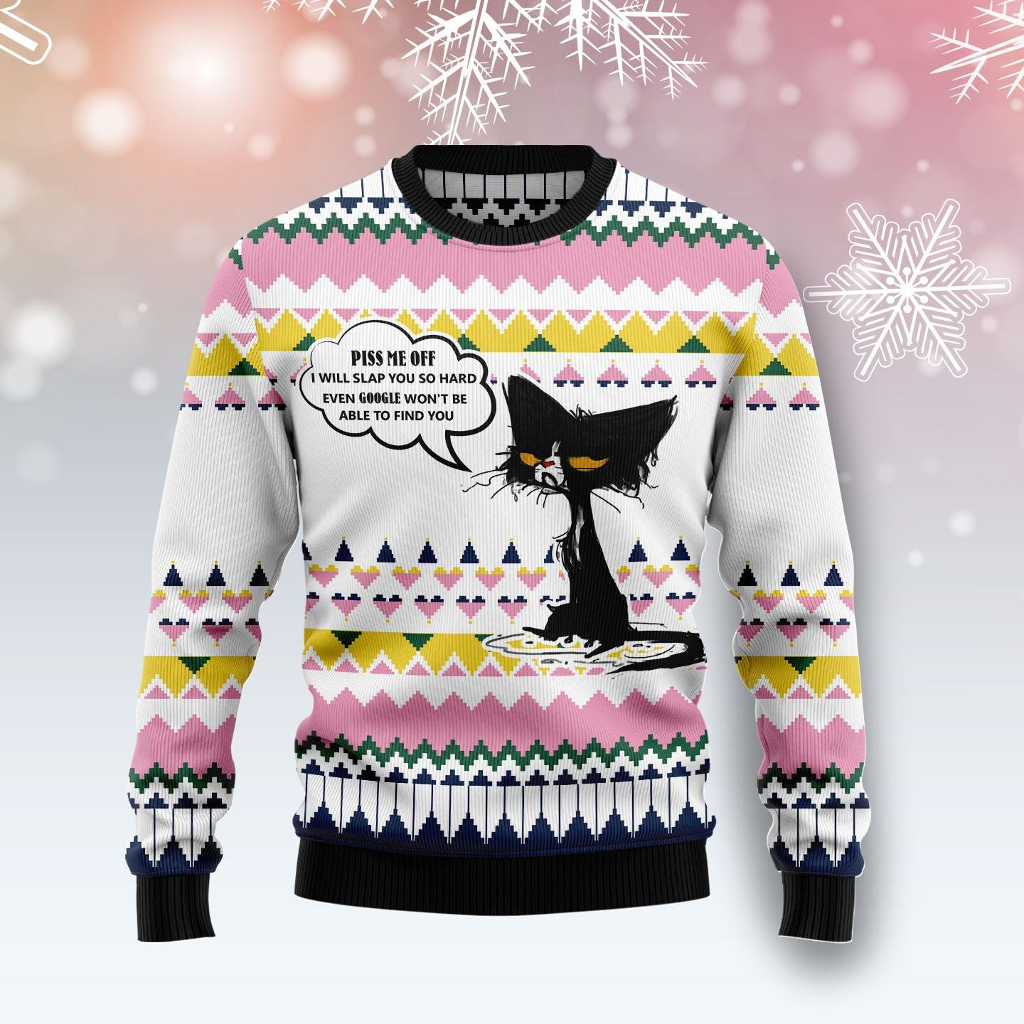 Black Cat Piss Me Off Ugly Christmas Sweater