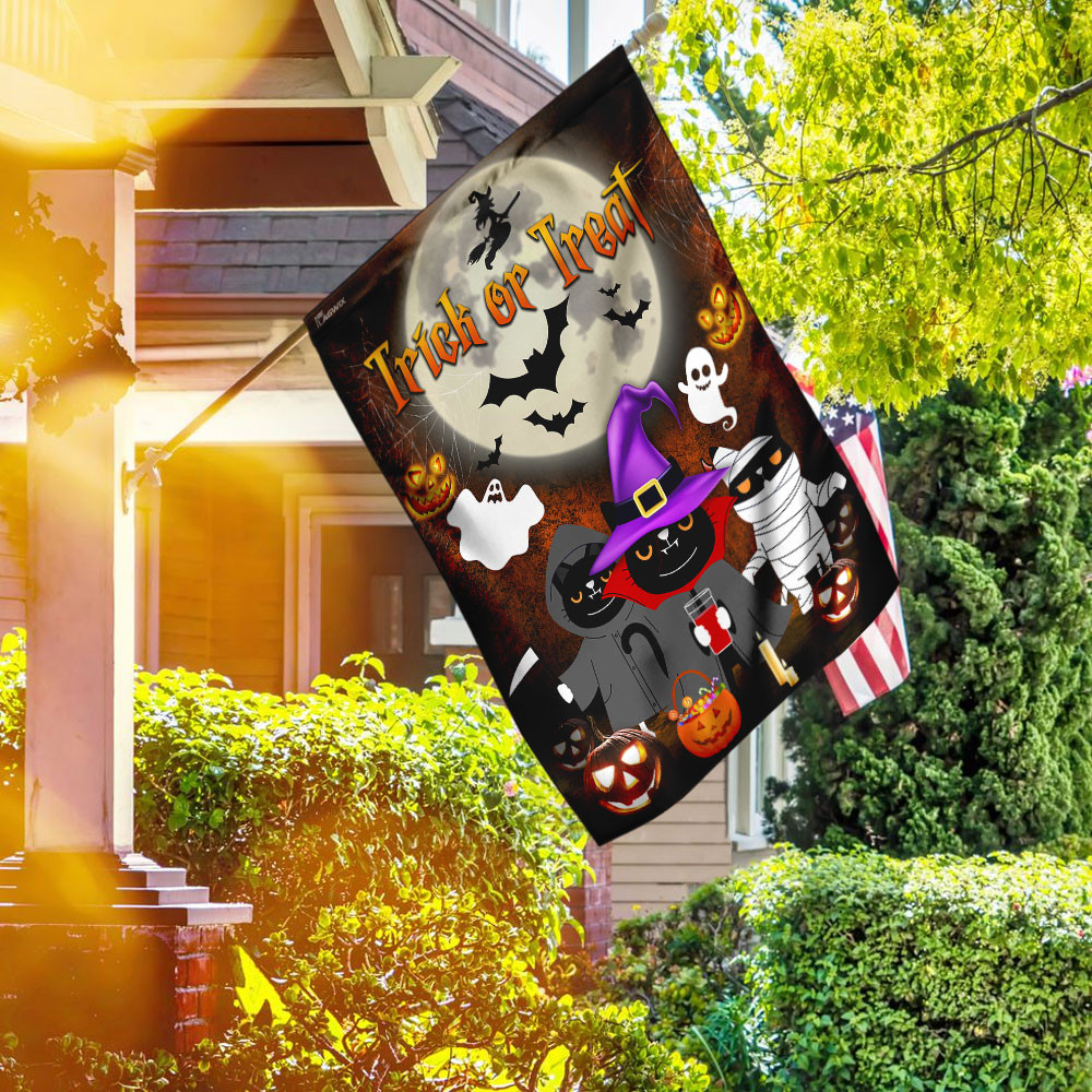 Black Cat Pumpkin Halloween Costume Flag Halloween Outdoor Decor Fall Yard House Decoration