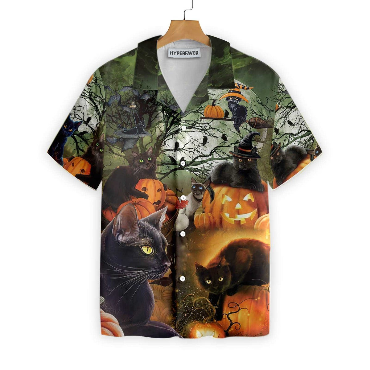 Black Cat  The Pumpkin Halloween Hawaiian Shirt Halloween Shirt For Men And Women