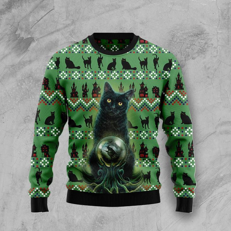 Black Cat Ugly Christmas Sweater