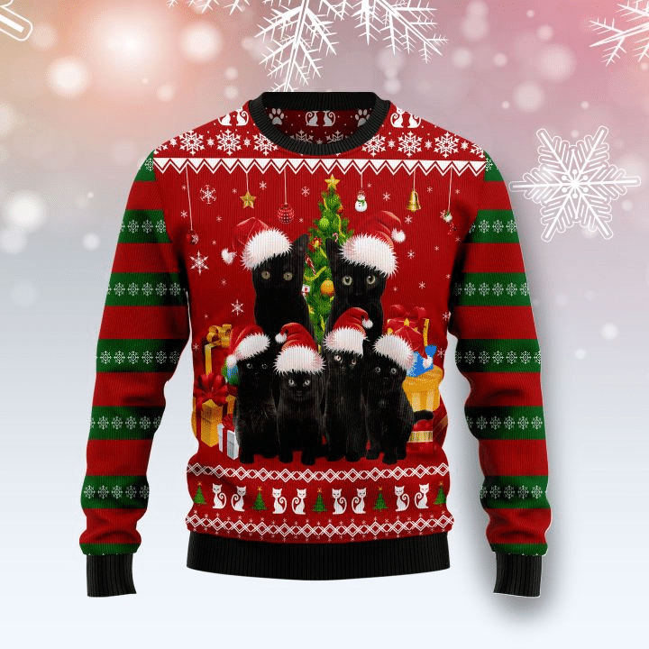 Black Cat Ugly Christmas Sweater