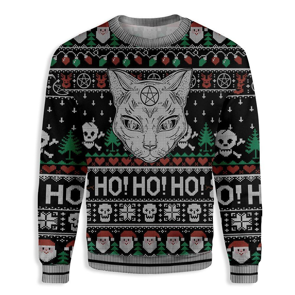 Black Cat Wicca Ugly Christmas Sweater Ugly Sweater For Men Women