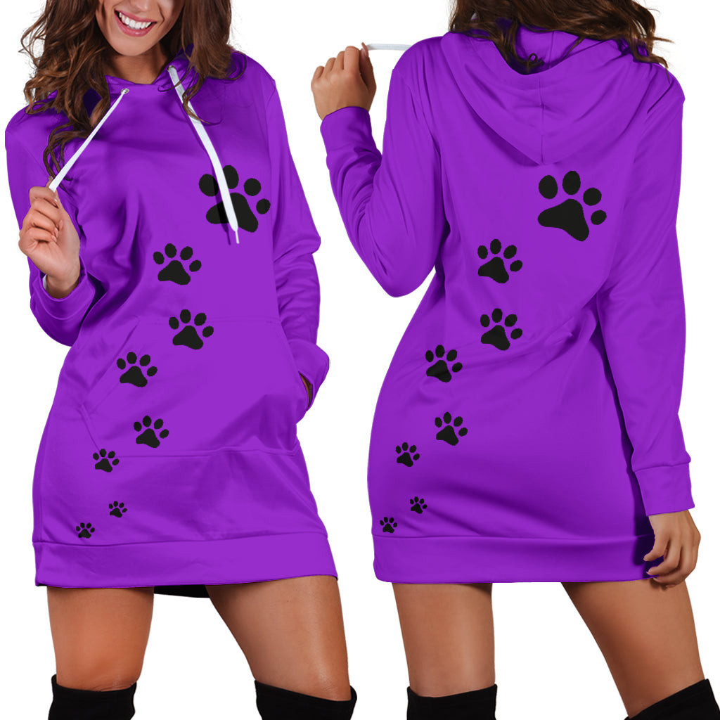 Black Dog Paws Hoodie Dress 3d All Over Print For Women Hoodie
