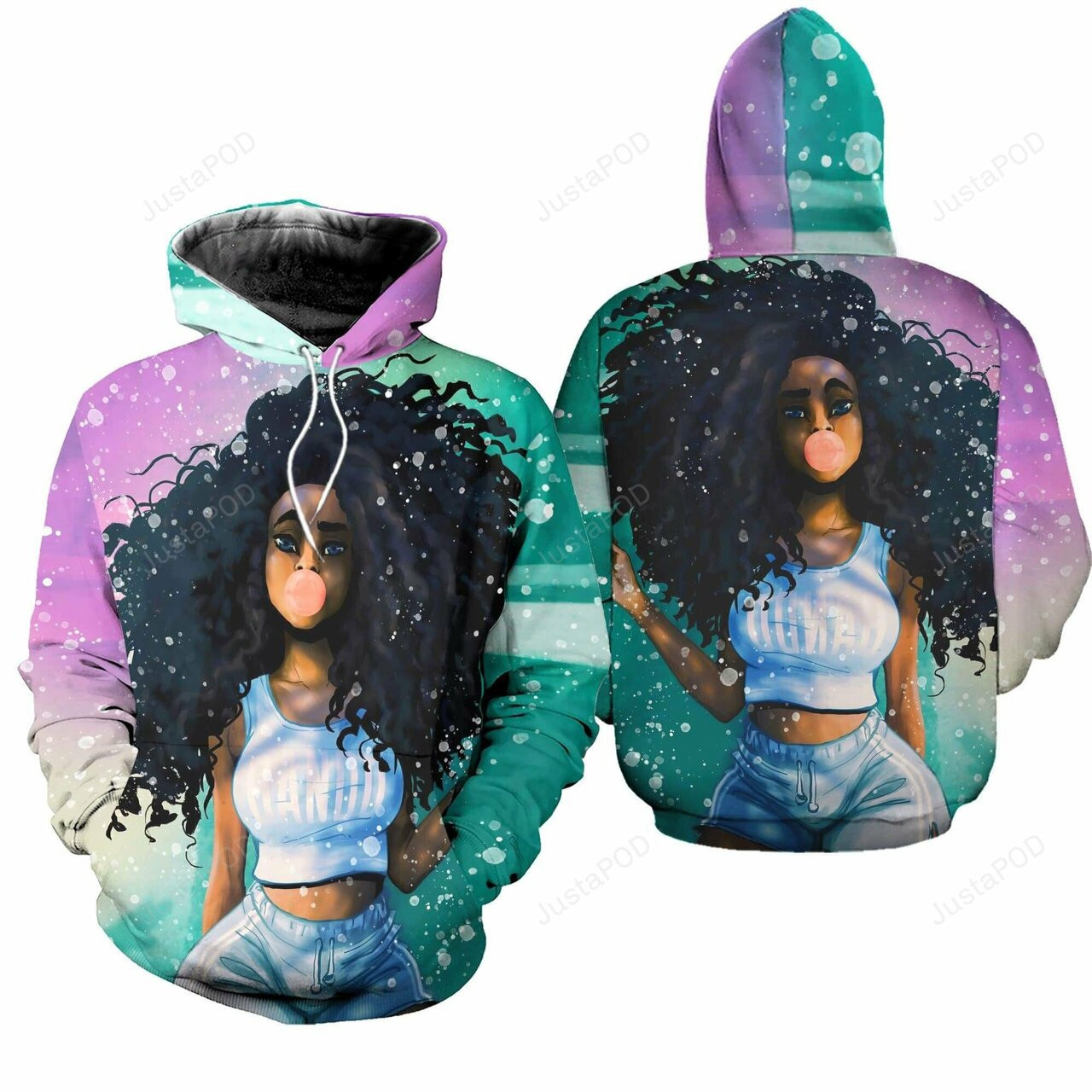 Black Girl Natural Hair Bubble Pattern 3d All Over Print Hoodie