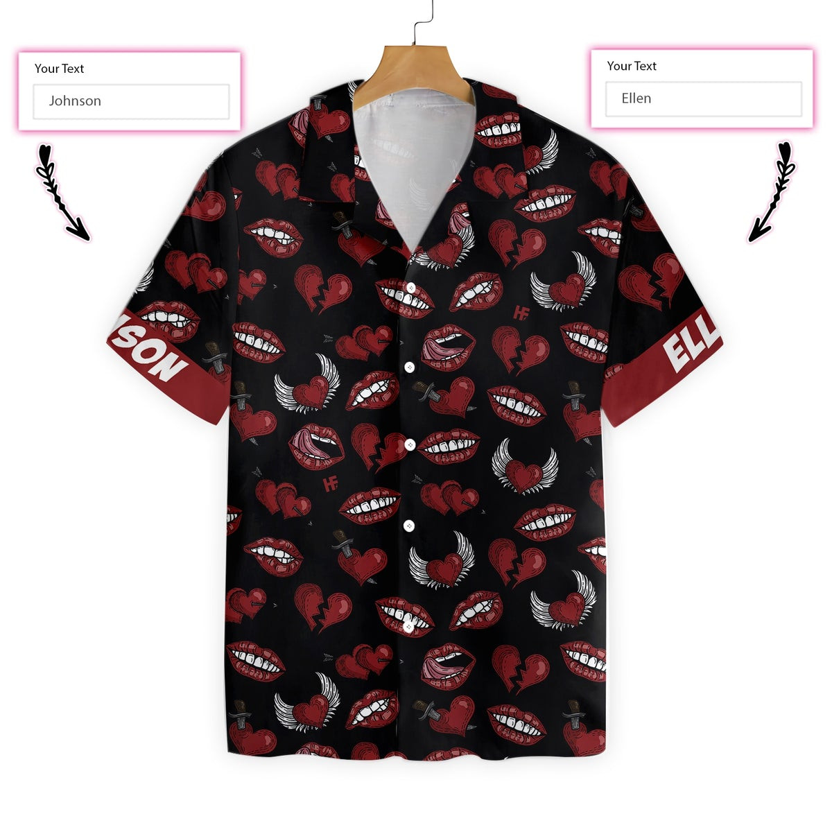 Black Valentine Seamless Pattern Custom Hawaiian Shirt