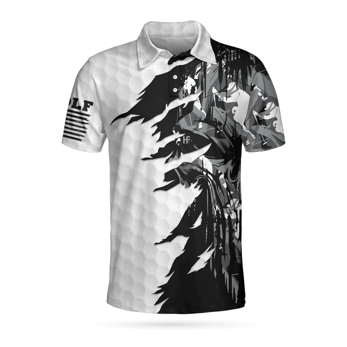 Black White Ripped Vintage Golfing Clubs Skull Camouflage Polo Shirt American Flag Polo Shirt Camo Golf Shirts Short Sleeve Polo For Men