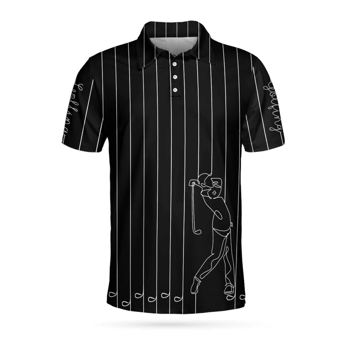 Black White Single Line Continuous Golfer Shirt Polo Shirt Vertical Lines Golfing Polo Shirt Best Golf Shirt For Men