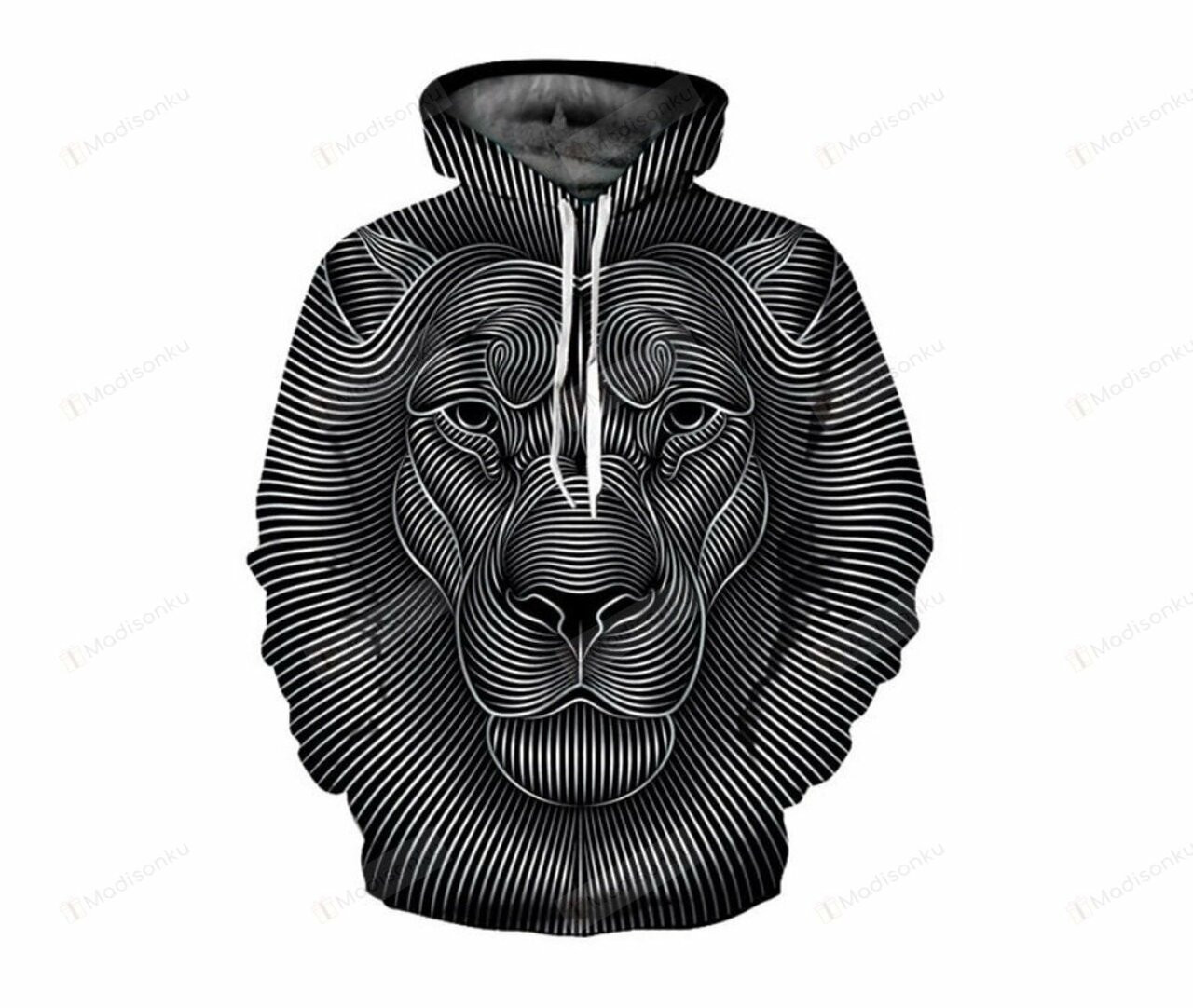 Black ampamp White Lion 3d All Over Print Hoodie