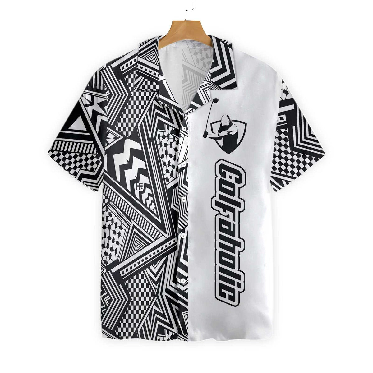 Black and White Modern Pattern Golfaholic Hawaiian Shirt