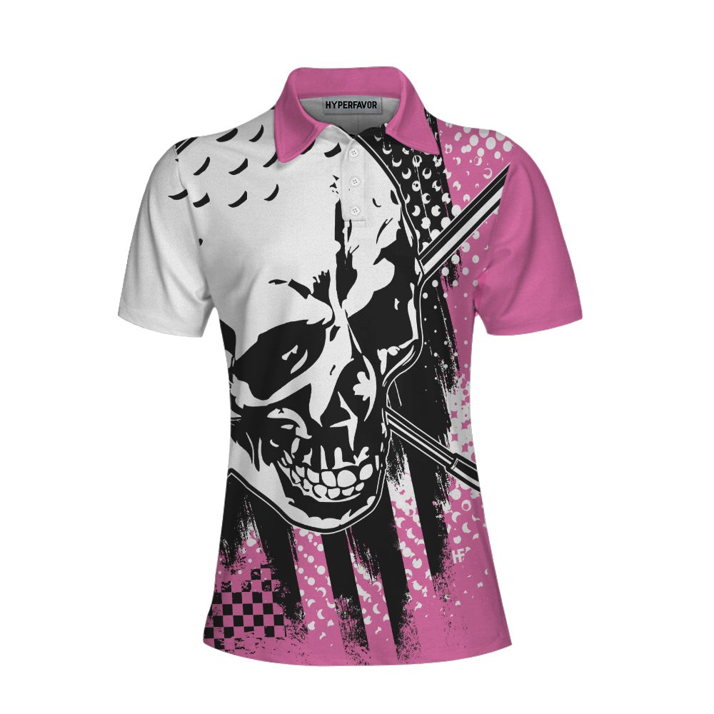 Blade Ladies Golf Pink Short Sleeve Women Polo Shirt Skull Golf Shirt For Women Unique Female Goff Gift