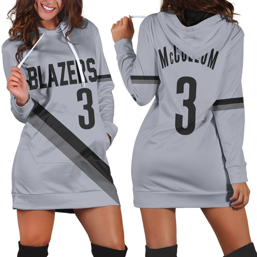 Blazers Cj Mccollum 2020-21 Earned Edition Gray Jersey Inspired Hoodie Dress Sweater Dress Sweatshirt Dress