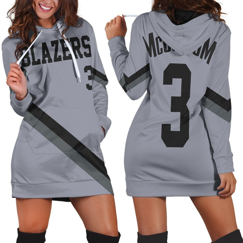 Blazers Cj Mccollum 2020-21 Earned Edition Gray Jersey Inspired Style Hoodie Dress Sweater Dress Sweatshirt Dress