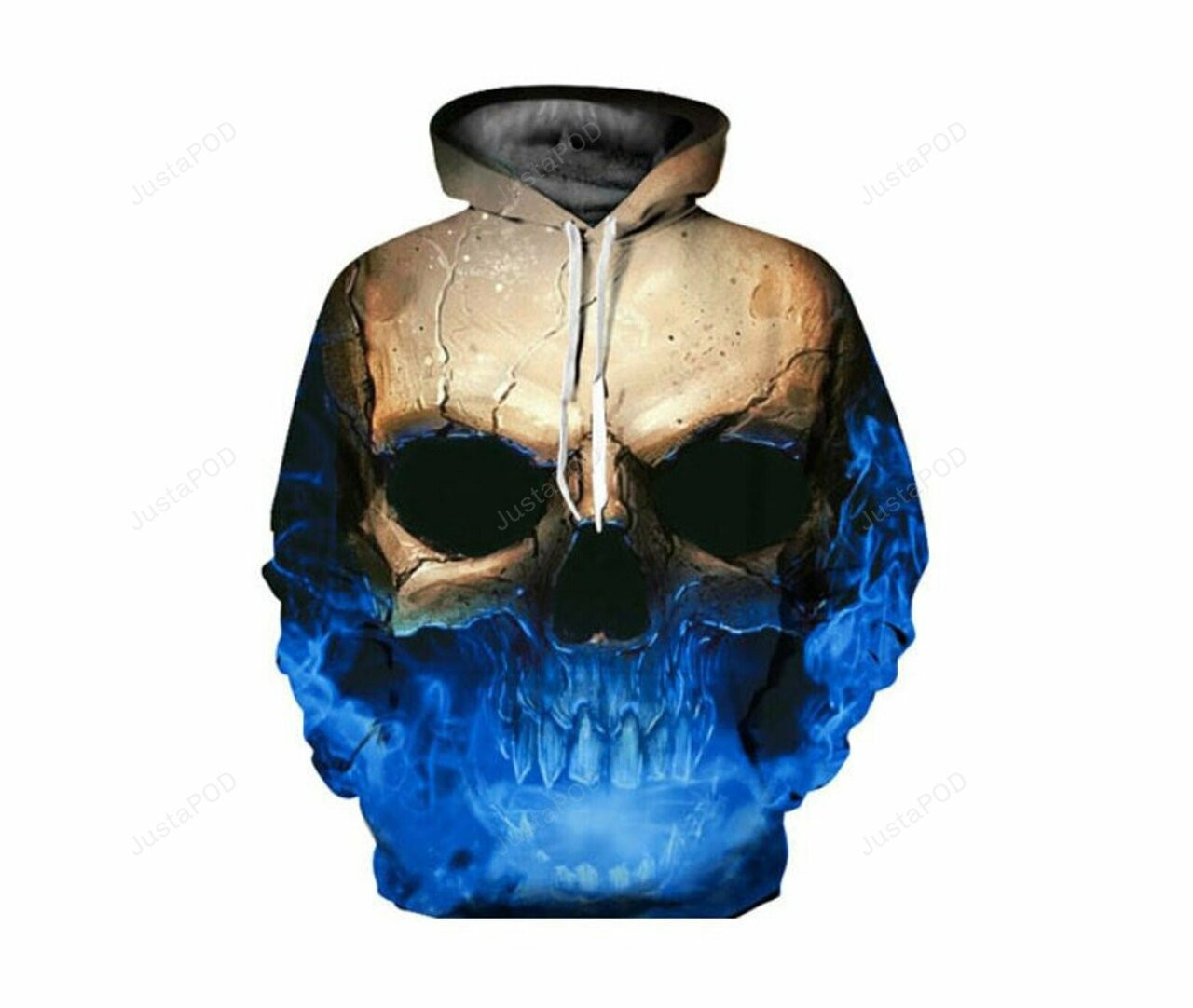 Blue Fire Skeleton Skull 3d All Over Print Hoodie