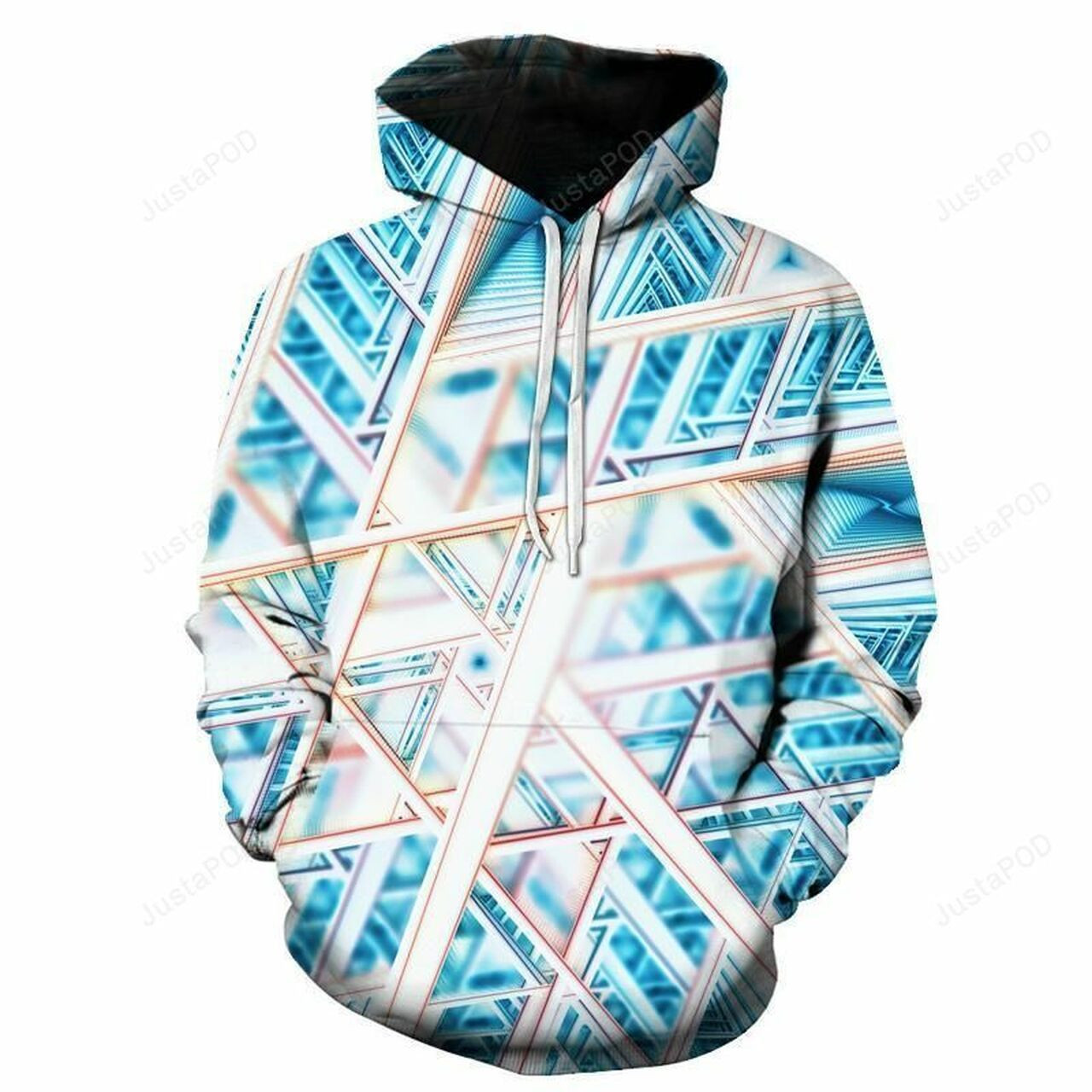 Blue Geometric 3d All Over Print Hoodie