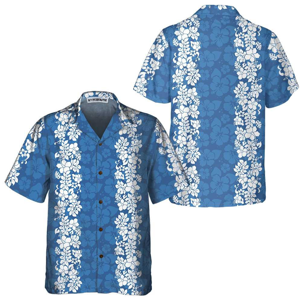 Blue Hibiscus Pattern Hawaiian Shirt for Men and Women