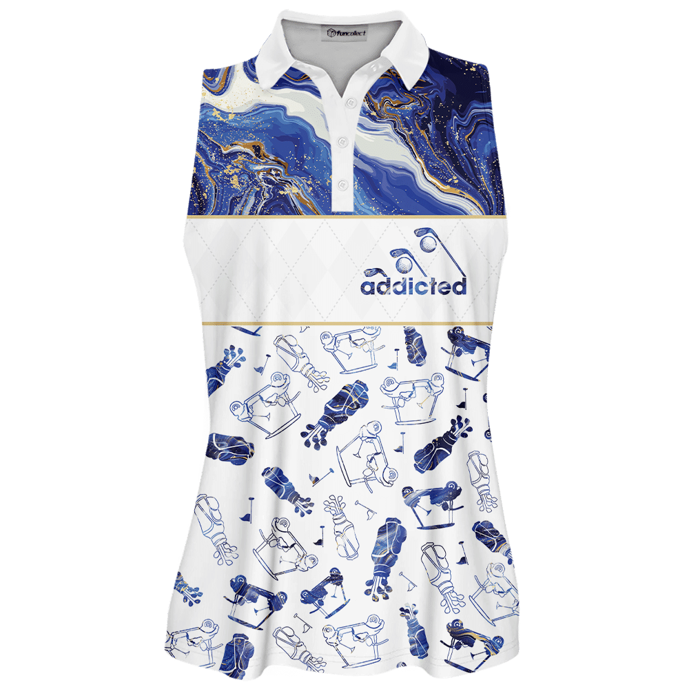 Blue Marble Addicted Pattern Golf Sleeveless Polo Shirt Short Sleeve Long Sleeve Polo Shirt For Women