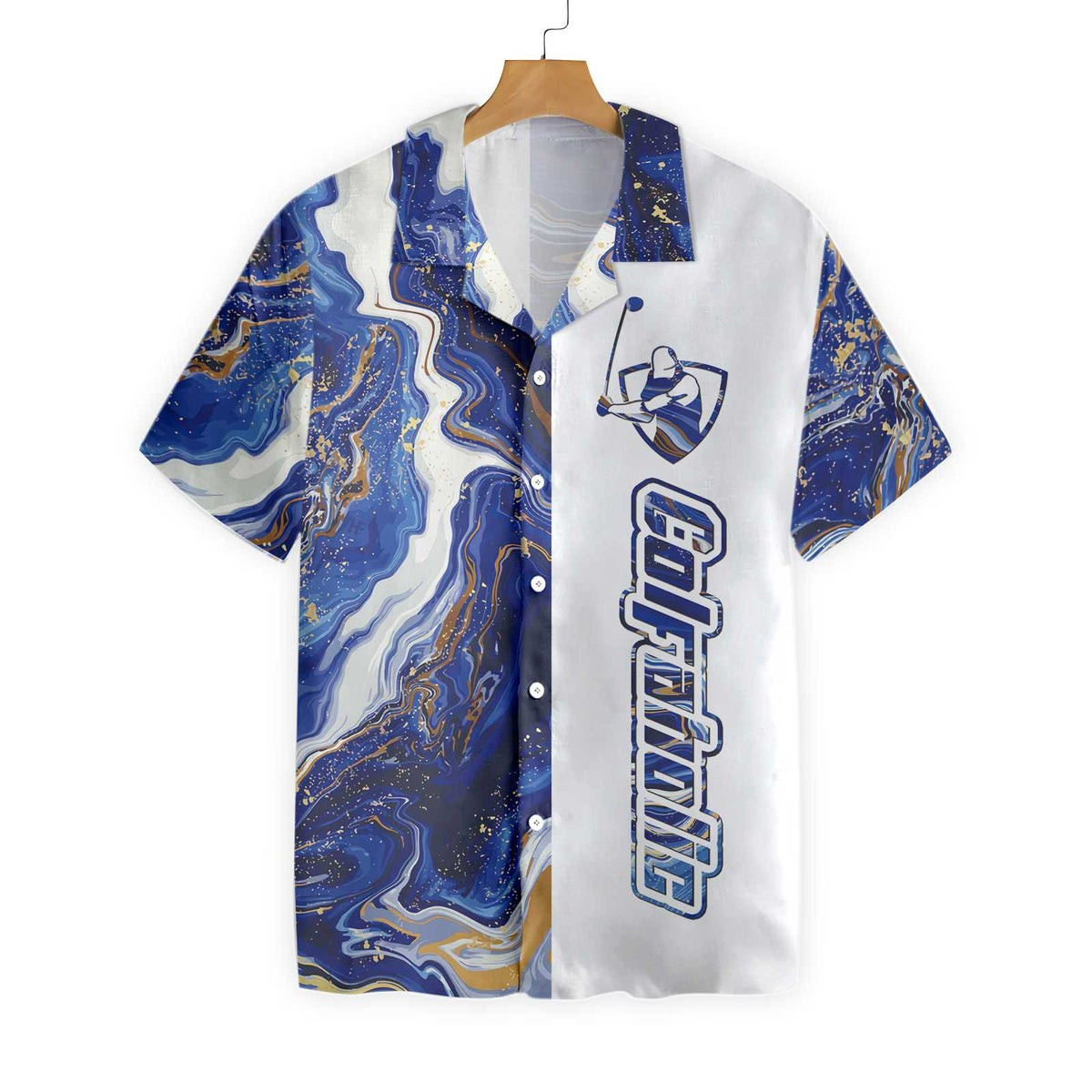 Blue Marble And Gold Golfaholic Hawaiian Shirt